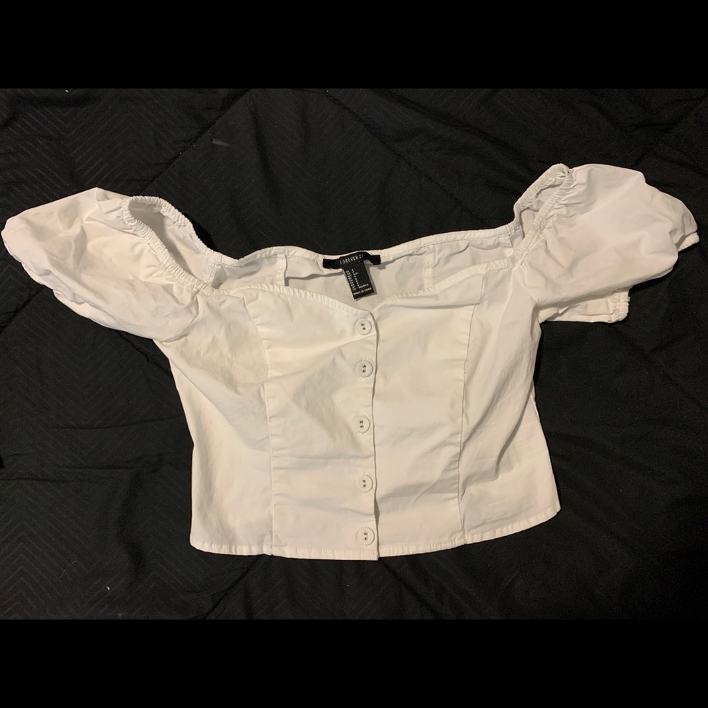 Forever 21 crop off the shoulder top.